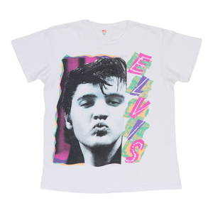 Vintage 1990 Elvis Presley Oversize Print Shirt XXL White Cotton