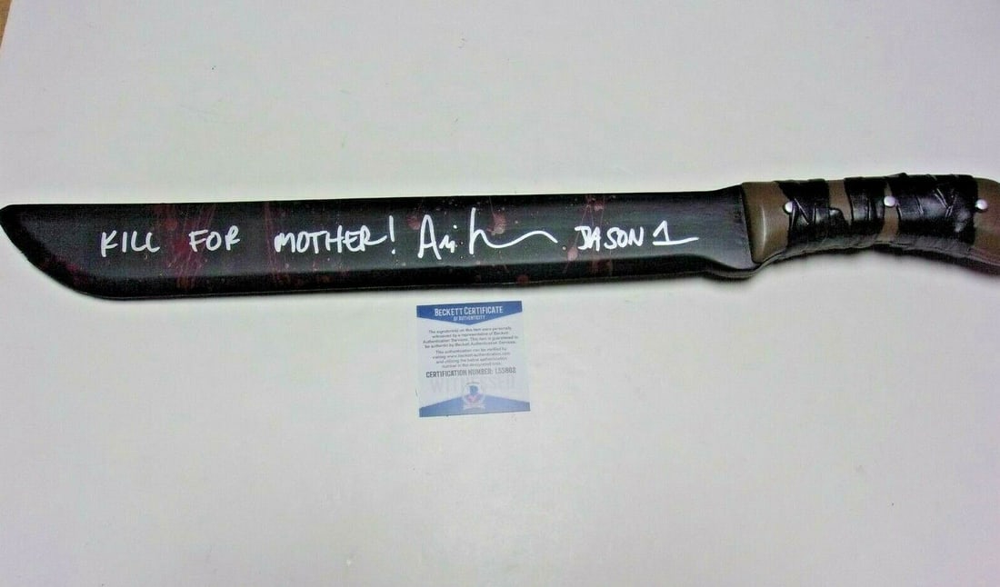 Ari Lehman Signed Full Size Machete Beckett COA Jason Collectible: Ari Lehman Signed Full Size Machete Beckett COA Jason Collectible This is a full-size machete signed by Ari Lehman, known for his role as the first Jason in the iconic horror series. The machete is ac