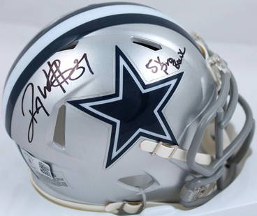 Roy Williams Autographed Dallas Cowboys Mini Helmet with Inscription Beckett Authenticated: Roy Williams Autographed Dallas Cowboys Mini Helmet with Inscription Beckett Authenticated This is a pre-owned Dallas Cowboys Speed Mini Helmet, autographed by the legendary player Roy Williams. The