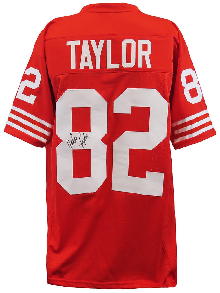 John Taylor Signed 49ers Red Custom Jersey with COA: John Taylor Signed 49ers Red Custom Jersey with COA Celebrate the legacy of John Taylor with this signed red custom football jersey from the San Francisco 49ers. This original piece features Taylor's