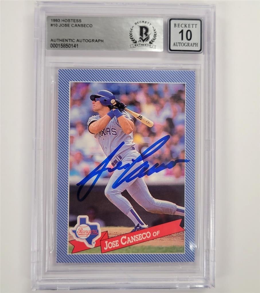 Jose Canseco signed 1993 Hostess #10 baseball card ~ BAS 10 auto: Jose Canseco signed 1993 Hostess #10 baseball card ~ BAS 10 auto This autographed 1993 Hostess #10 trading card features Jose Canseco, showcasing him in a Tampa Bay Devil Rays uniform. The card is gra