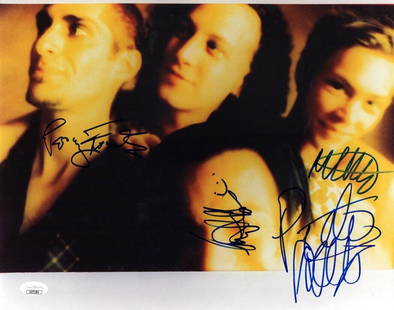 Porno for Pyros Band Signed 11X14 Photo JSA Certified Autographs: Porno for Pyros Band Signed 11X14 Photo JSA Certified Autographs This is an original 11X14 photograph autographed by members of the band Porno for Pyros, including Perry Farrell, Stephen Perkins,