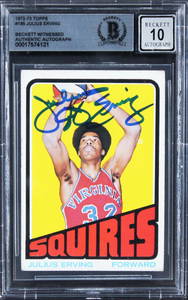 Julius Erving Signed 1972 Topps #195 Rookie Card Gem Mint 10 Beckett Authenticated