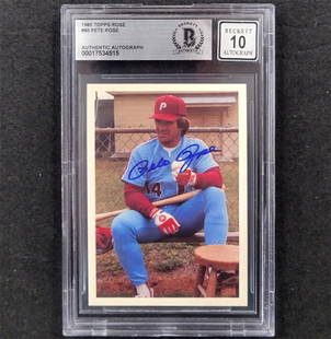 Pete Rose 1985 Topps #95 Signed Card BAS 10 Vintage MLB: Pete Rose 1985 Topps #95 Signed Card BAS 10 Vintage MLB This is a graded 1985 Topps #95 sports trading card featuring legendary baseball player Pete Rose. The card has been graded by Beckett at a