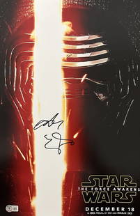 Adam Driver Kylo Ren Signed Mini-Poster Star Wars Beckett Authenticated: Adam Driver Kylo Ren Signed Mini-Poster Star Wars Beckett Authenticated This is an original autographed 12x18 mini-poster featuring Adam Driver as Kylo Ren from Star Wars: The Force Awakens. The poste