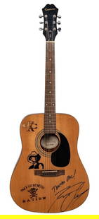 Kenny Chesney Signed Epiphone Guitar with JSA COA and Inscription: Kenny Chesney Signed Epiphone Guitar with JSA COA and Inscription This original Epiphone guitar is signed by country music star Kenny Chesney, featuring his autograph in black ink along with the inscr
