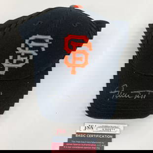 Willie Mays Autographed San Francisco Giants Baseball Hat JSA COA: Willie Mays Autographed San Francisco Giants Baseball Hat JSA COA This is an original San Francisco Giants baseball hat signed by the legendary player Willie Mays. The autograph is authenticated by Ja