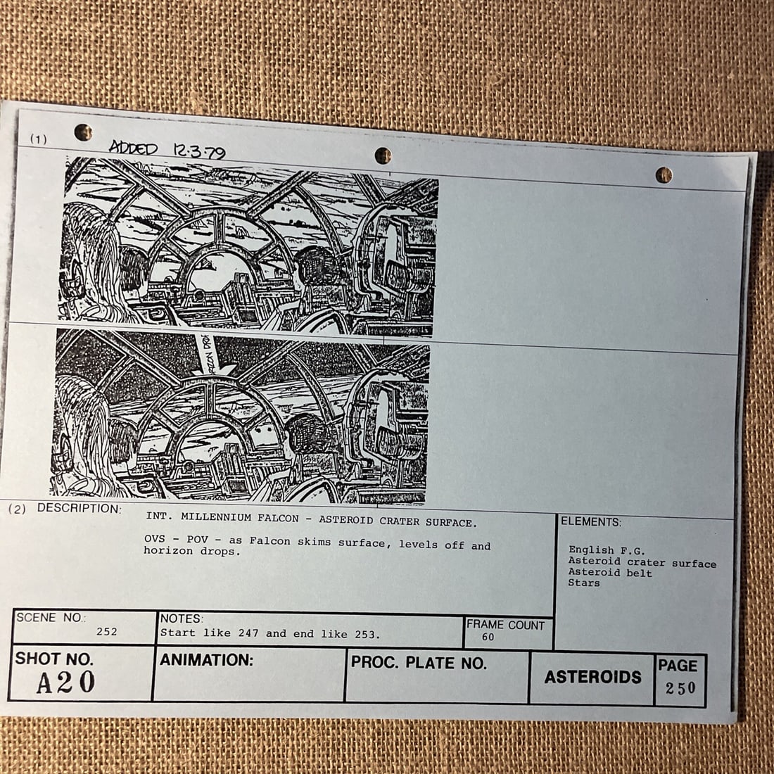 Original Storyboards from The Empire Strikes Back Millennium Falcon Prop COA Phil Tippett Collection: Original Storyboards from The Empire Strikes Back Millennium Falcon Prop COA Phil Tippett Collection This collection includes original production used storyboards from the iconic film, The Empire Stri