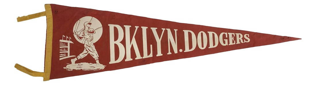 Rare 1940s Brooklyn Dodgers 26 Inch NL Champs Pennant Vintage Collectible: Rare 1940s Brooklyn Dodgers 26 Inch NL Champs Pennant Vintage Collectible This is a vintage, authentic 1940s Brooklyn Dodgers pennant, measuring 26 inches. A rare collectible for baseball