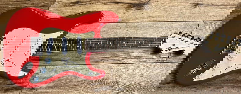 David Bowie Signed RARE Fender Squire Stratocaster Guitar JSA Authenticated: David Bowie Signed RARE Fender Squire Stratocaster Guitar JSA Authenticated Discover a rare Fender Squire Stratocaster guitar signed by the legendary David Bowie, who passed away in 2016. This origina