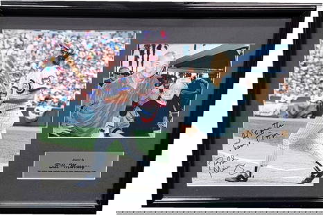 Bill Murray Signed Photo Chicago Cubs Celebrating Moment Beckett Authenticated: Bill Murray Signed Photo Chicago Cubs Celebrating Moment Beckett Authenticated This custom framed photo captures the iconic moment of Bill Murray celebrating with the Chicago Cubs, featuring his hand-