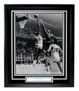 Bill Russell Autographed 16x20 B/W Photo Framed Boston Celtics JSA Authenticated: Bill Russell Autographed 16x20 B/W Photo Framed Boston Celtics JSA Authenticated This exquisite framed 16x20 black and white photo captures Bill Russell, an NBA legend and Hall of Famer, showcasing hi