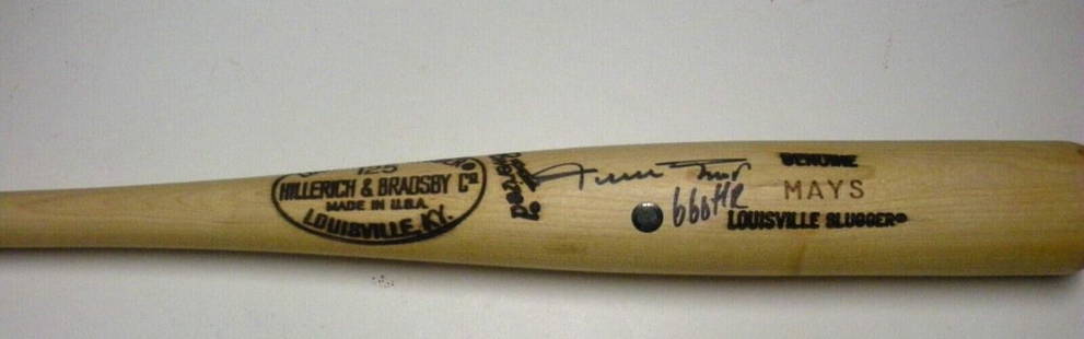 Willie Mays Signed Bat San Francisco Giants HOF 1979 660 HR: Willie Mays Signed Bat San Francisco Giants HOF 1979 660 HR Celebrate the legacy of baseball legend Willie Mays with this authentic signed bat from the San Francisco Giants. A true collector's item,