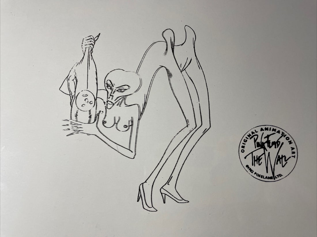 Original Pink Floyd The Wall Animation Cel 1980s Classic Rock Art: Original Pink Floyd The Wall Animation Cel 1980s Classic Rock Art This original animation cel from the iconic film "The Wall" by Pink Floyd captures the essence of 1980s Western animation. It features