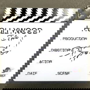 Steven Spielberg Autographed Jaws Director Clapboard Beckett Authenticated: Steven Spielberg Autographed Jaws Director Clapboard Beckett Authenticated This original director clapboard from the iconic film "Jaws" is signed by legendary filmmaker Steven Spielberg. An impressive