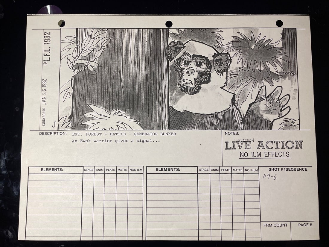 Original Star Wars Return of the Jedi Storyboard Prop with COA: Original Star Wars Return of the Jedi Storyboard Prop with COA This original storyboard from "Star Wars: Return of the Jedi" is a unique movie prop directly sourced from Paul Huston's production binde