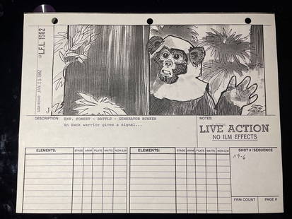 Original Star Wars Return of the Jedi Storyboard Prop with COA: Original Star Wars Return of the Jedi Storyboard Prop with COA This original storyboard from "Star Wars: Return of the Jedi" is a unique movie prop directly sourced from Paul Huston's production binde