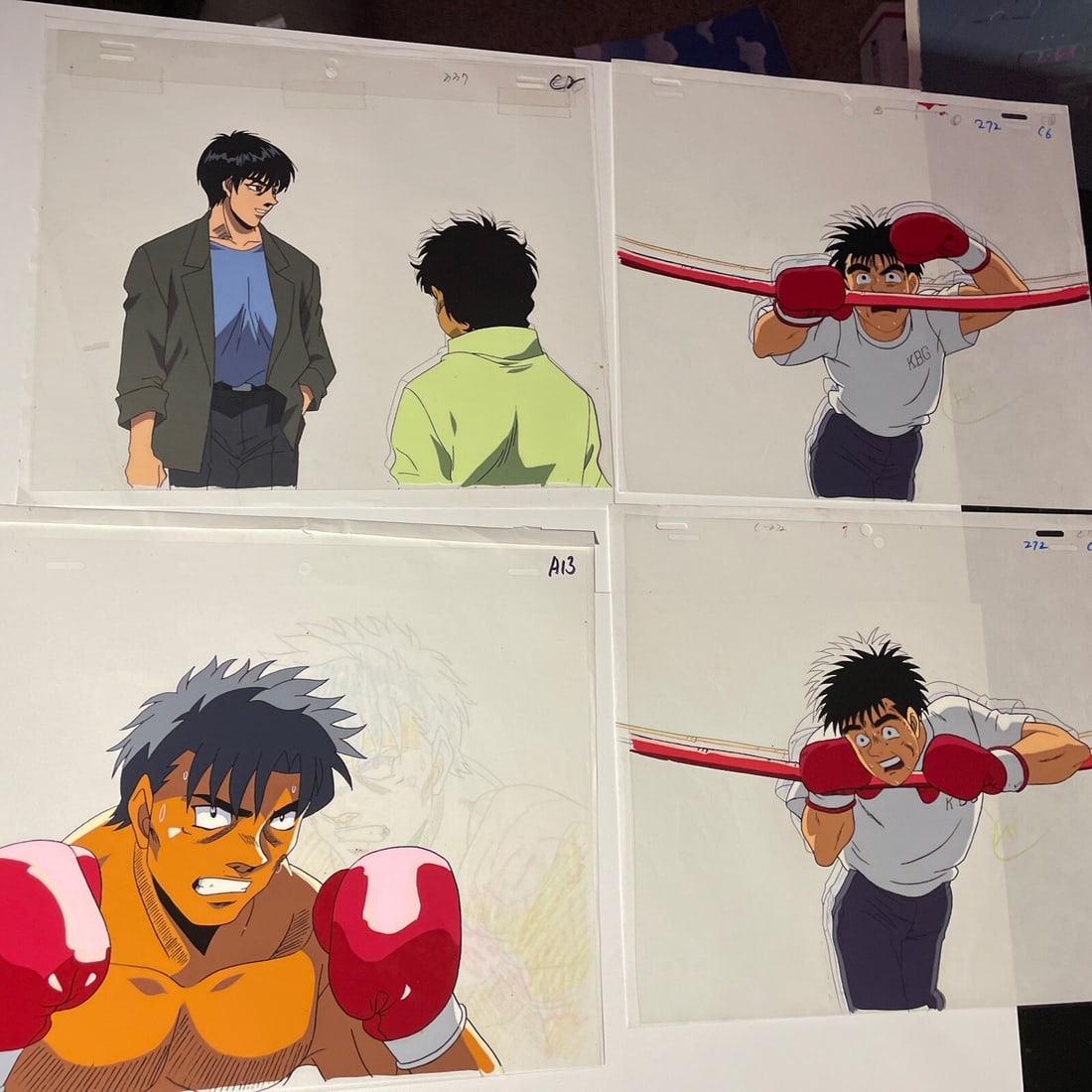 Hajime No Ippo Animation Cels Lot by Saban Original 1990 Production Art: Hajime No Ippo Animation Cels Lot by Saban Original 1990 Production Art This lot features a stunning collection of hand-painted animation cels from the iconic anime "Hajime No Ippo," produced by Saban