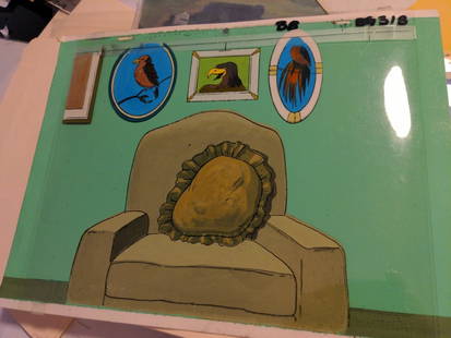 Rare 1960s Batman Animation Cel with Hand-Painted Background Art: Rare 1960s Batman Animation Cel with Hand-Painted Background Art This remarkable vintage animation cel features hand-painted background art from the original 1960s Batman animated series. As a rare pi