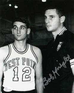 Bob Knight Signed 8x10 Basketball Photo JSA Authenticated: Bob Knight Signed 8x10 Basketball Photo JSA Authenticated This 8x10 photo features the legendary Bob Knight, known for his impactful coaching in basketball. The photograph is authenticated by James Sp