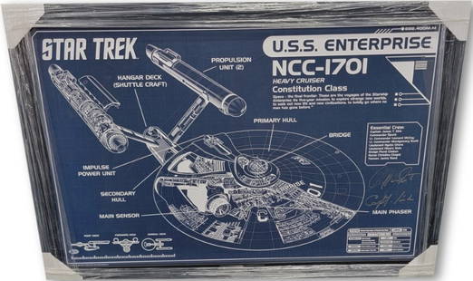 William Shatner Signed USS Enterprise Photo Beckett JSA Certified Star Trek: William Shatner Signed USS Enterprise Photo Beckett JSA Certified Star Trek This stunning photograph captures the iconic USS Enterprise from Star Trek, beautifully autographed by the legendary William
