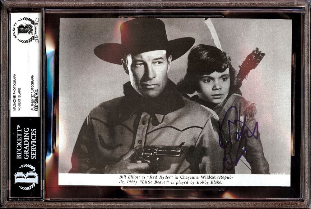 Robert Blake Autographed 6x9 Photo Cheyenne Wildcat Beckett Authenticated: Robert Blake Autographed 6x9 Photo Cheyenne Wildcat Beckett Authenticated This original photograph features an autographed image of Robert Blake from the movie 'Cheyenne Wildcat.' The autograph has be