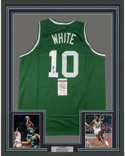 Framed Autographed Jo Jo White Jersey Boston Celtics JSA COA: Framed Autographed Jo Jo White Jersey Boston Celtics JSA COA Celebrate the legacy of basketball legend Jo Jo White with this framed, autographed green jersey. This authentic NBA jersey is a standout p