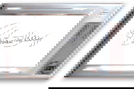 DeForest Kelley Signed Index Card 4.5 x 7 Star Trek Bones McCoy Beckett Authenticated: DeForest Kelley Signed Index Card 4.5 x 7 Star Trek Bones McCoy Beckett Authenticated This is an original signed index card by DeForest Kelley, best known for his role as Dr. Leonard "Bones" McCoy in