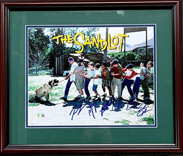 The Sandlot Signed 11x14 Photo Framed Display by 6 Cast Beckett Auth: The Sandlot Signed 11x14 Photo Framed Display by 6 Cast Beckett Auth Celebrate the nostalgia of the iconic movie "The Sandlot" with this stunning 11x14 photograph signed by six cast members. Each sign