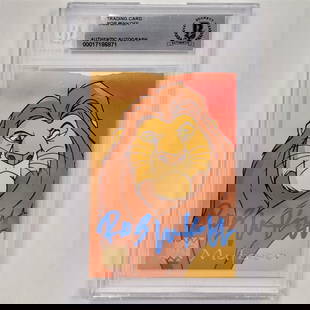 Rob Minkoff Signed 1995 Panini Lion King Mufasa Card PSA Authenticated: Rob Minkoff Signed 1995 Panini Lion King Mufasa Card PSA Authenticated This is a Rob Minkoff signed 1995 Panini Disney Lion King Mufasa card, featuring a hard signed autograph authenticated by Profess