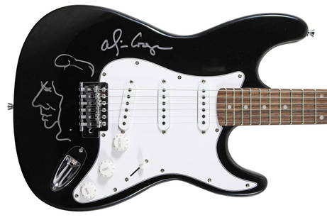 Alice Cooper Signed Black Electric Guitar with Self Portrait BAS Authenticated: Alice Cooper Signed Black Electric Guitar with Self Portrait BAS Authenticated This stunning black electric guitar is a unique piece of music memorabilia, personally signed by the legendary Alice Coop