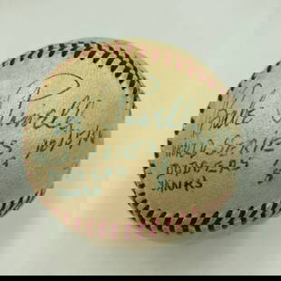 1956 World Series Game Used Baseball Yankees Dodgers Signed Umpires MEARS COA: 1956 World Series Game Used Baseball Yankees Dodgers Signed Umpires MEARS COA This is a remarkable piece of baseball history: a Spalding Official National League Warren Giles baseball, game-used durin
