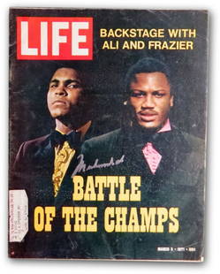 Muhammad Ali Signed LIFE Magazine March 5 1971 Autographed: Muhammad Ali Signed LIFE Magazine March 5 1971 Autographed This remarkable piece of memorabilia features a Muhammad Ali signed LIFE magazine from March 5, 1971, celebrating one of boxing's greatest le