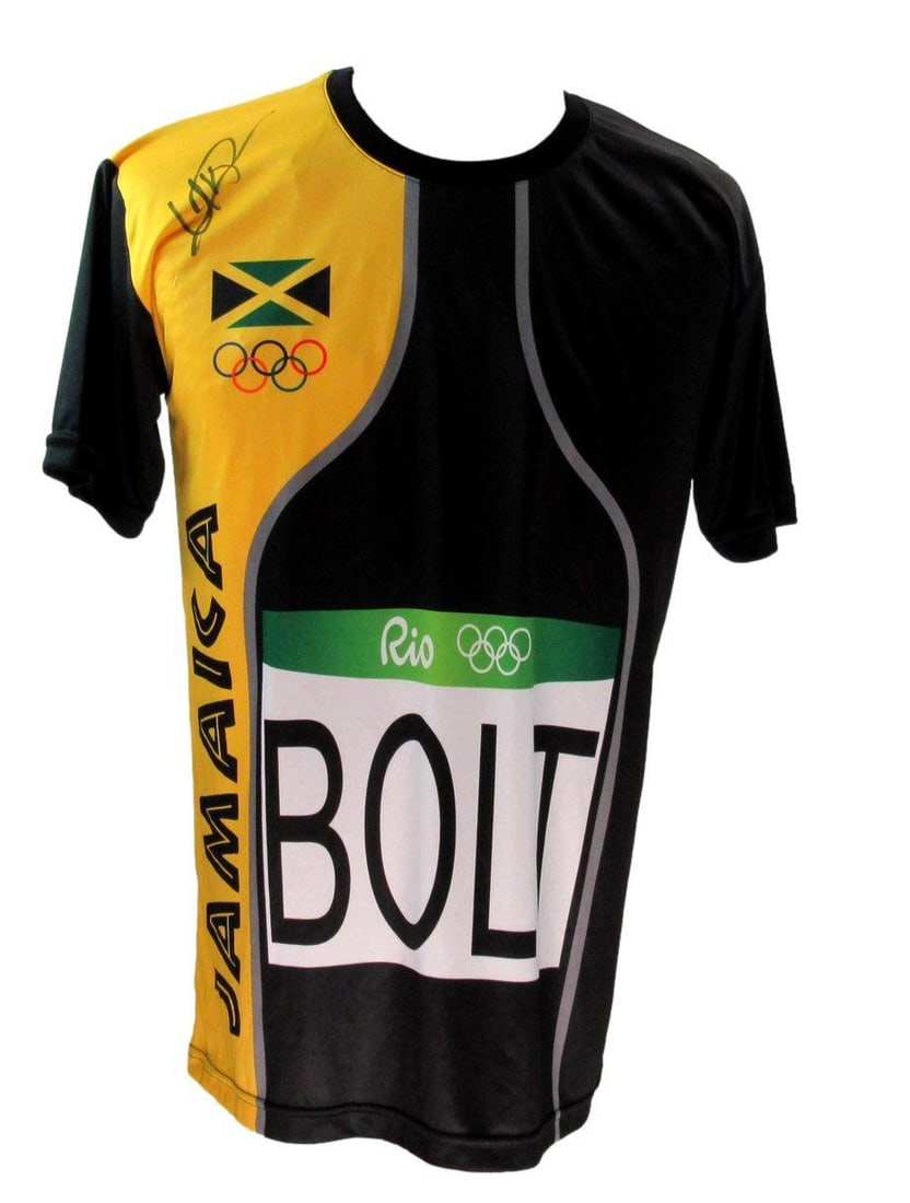 Usain Bolt Signed Jamaica Olympic Track Jersey BAS Authenticated: Usain Bolt Signed Jamaica Olympic Track Jersey BAS Authenticated This is a pre-owned Usain Bolt autographed track jersey from the Jamaica Olympic team, authenticated by Beckett Authentication Services