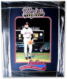 Charlie Sheen Signed Ricky Vaughn Framed Photo 11x14 Beckett Authenticated: Charlie Sheen Signed Ricky Vaughn Framed Photo 11x14 Beckett Authenticated Celebrate the iconic role of Ricky Vaughn with this authentic signed photograph of Charlie Sheen from the classic film 'Major