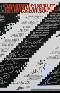 Scarface Mini Movie Poster Signed by 11 Cast Members BAS 12x18: Scarface Mini Movie Poster Signed by 11 Cast Members BAS 12x18 This striking 12x18 mini movie poster photo features a collection of autographs from the iconic cast of Scarface, including Al Pacino, Pe