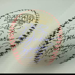 2004 Boston Red Sox Team Signed World Series Baseball with Hologram: 2004 Boston Red Sox Team Signed World Series Baseball with Hologram Celebrate the historic victory of the 2004 Boston Red Sox with this original team-signed World Series baseball. This authentic MLB b