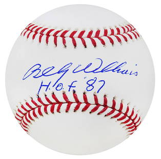 Billy Williams Signed MLB Baseball with HOF'87 Inscription Chicago Cubs: Billy Williams Signed MLB Baseball with HOF'87 Inscription Chicago Cubs This is a Billy Williams signed Rawlings official MLB baseball with HOF'87 inscription, representing his induction into the
