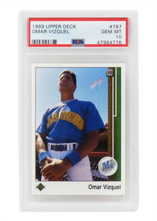 Omar Vizquel 1989 Upper Deck #787 Rookie Card PSA 10 Gem Mint: Omar Vizquel 1989 Upper Deck #787 Rookie Card PSA 10 Gem Mint This listing features an Omar Vizquel 1989 Upper Deck #787 rookie card, encapsulated and graded Gem Mint 10 by PSA, the highest possible