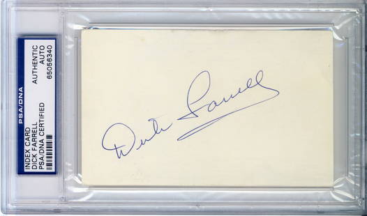 Dick Turk Farrell Signed Index Card PSA/DNA Authentic MLB Collectible: Dick Turk Farrell Signed Index Card PSA/DNA Authentic MLB Collectible This is an authentic original index card signed by Dick Turk Farrell, a notable figure in Major League Baseball. The signature