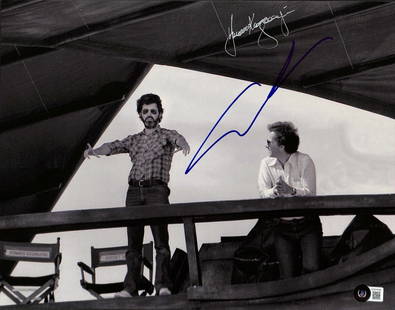 George Lucas Howard Kazanjian Signed 11x14 Star Wars Photo Beckett LOA: George Lucas Howard Kazanjian Signed 11x14 Star Wars Photo Beckett LOA This striking 11x14 color photograph features the signatures of George Lucas, the visionary creator and director of Star Wars, an