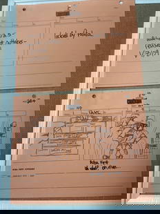 Rare Robot Chicken Star Wars Storyboards Boba Fett with 2 COAs: Rare Robot Chicken Star Wars Storyboards Boba Fett with 2 COAs Discover a unique piece of animation history with this lot of two original production storyboards from the beloved Robot Chicken Star War