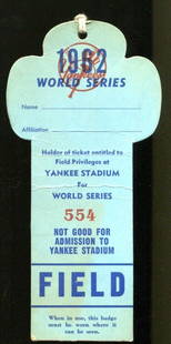 1962 World Series Ticket Stub Yankees Giants Mantle Mays: 1962 World Series Ticket Stub Yankees Giants Mantle Mays This is an original 1962 World Series press pass ticket from the historic matchup between the New York Yankees and the San Francisco Giants. Fe