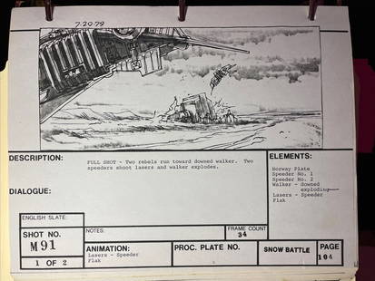 Original Storyboards from The Empire Strikes Back by Phil Tippett COA: Original Storyboards from The Empire Strikes Back by Phil Tippett COA This exceptional collection features original production-used storyboards from the iconic film, The Empire Strikes Back. Sourced f