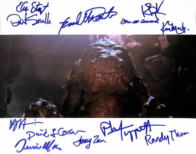 Star Wars Rancor Autographed Photo by ILM Crew 11x14 Beckett LOA: Star Wars Rancor Autographed Photo by ILM Crew 11x14 Beckett LOA This stunning 11x14 photograph features the Rancor from Star Wars: Return of the Jedi, beautifully autographed by the talented ILM (Ind