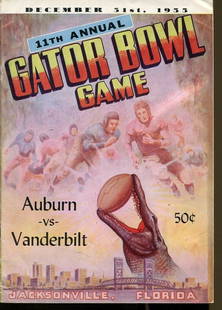1955 Gator Bowl Program Auburn Tigers vs Vanderbilt Commodores: 1955 Gator Bowl Program Auburn Tigers vs Vanderbilt Commodores This is an original program from the 1955 Gator Bowl featuring the Auburn Tigers versus the Vanderbilt Commodores, held on December 31. T