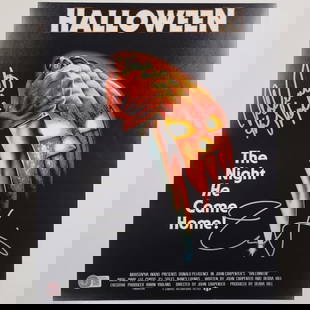Jamie Lee Curtis Nick Castle Signed Halloween 11x14 Photo BAS Authenticated: Jamie Lee Curtis Nick Castle Signed Halloween 11x14 Photo BAS Authenticated This original 11x14 movie poster photo from the iconic film "Halloween" features the signatures of stars Jamie Lee Curtis an