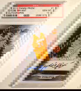 2012 Panini Prizm Kobe Bryant #1 Autograph PSA 10 Low Pop GEM MINT: 2012 Panini Prizm Kobe Bryant #1 Autograph PSA 10 Low Pop GEM MINT This 2012 Panini Prizm Kobe Bryant #1 trading card is a must-have for any basketball enthusiast. Featuring a hard-signed autograph fr