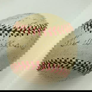 1947 Boston Red Sox Team Signed Baseball Ted Williams Autographed OAL: 1947 Boston Red Sox Team Signed Baseball Ted Williams Autographed OAL A remarkable piece of baseball history, this official American League baseball features twenty-eight blue-ink signatures from the