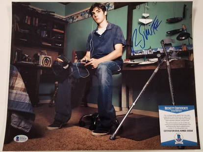 RJ Mitte Signed 11x14 Breaking Bad Photo with Beckett BAS COA: RJ Mitte Signed 11x14 Breaking Bad Photo with Beckett BAS COA This 11x14 photograph features the signature of RJ Mitte, known for his role as Flynn in the acclaimed series Breaking Bad. The photo is a